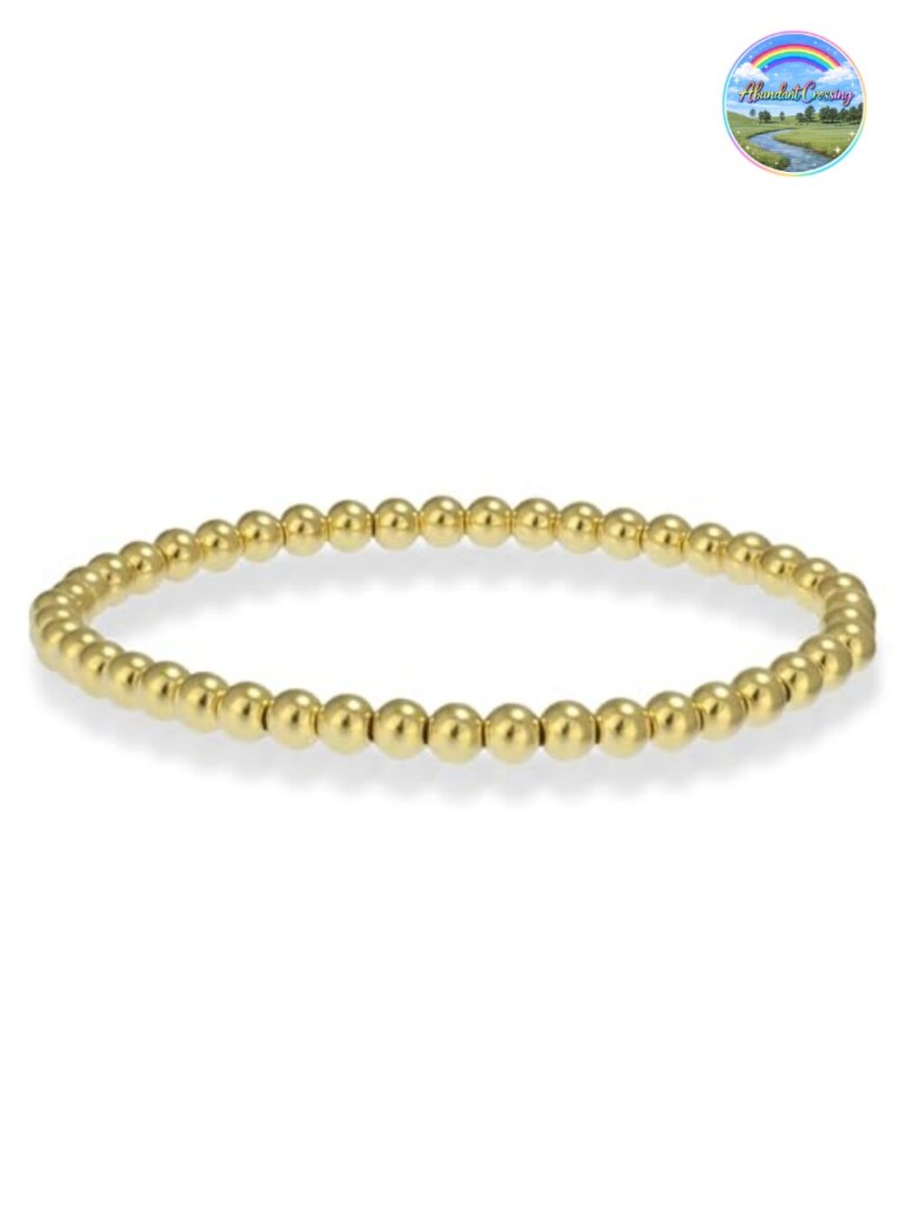 14k Gold Filled Beaded Stretch Bracelet for Women, Waterproof Stackable